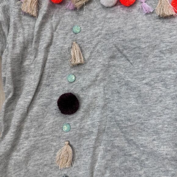 Little Mayhem for J. Crew Tassel Tee, Gray, Size 10 - Picture 3 of 4